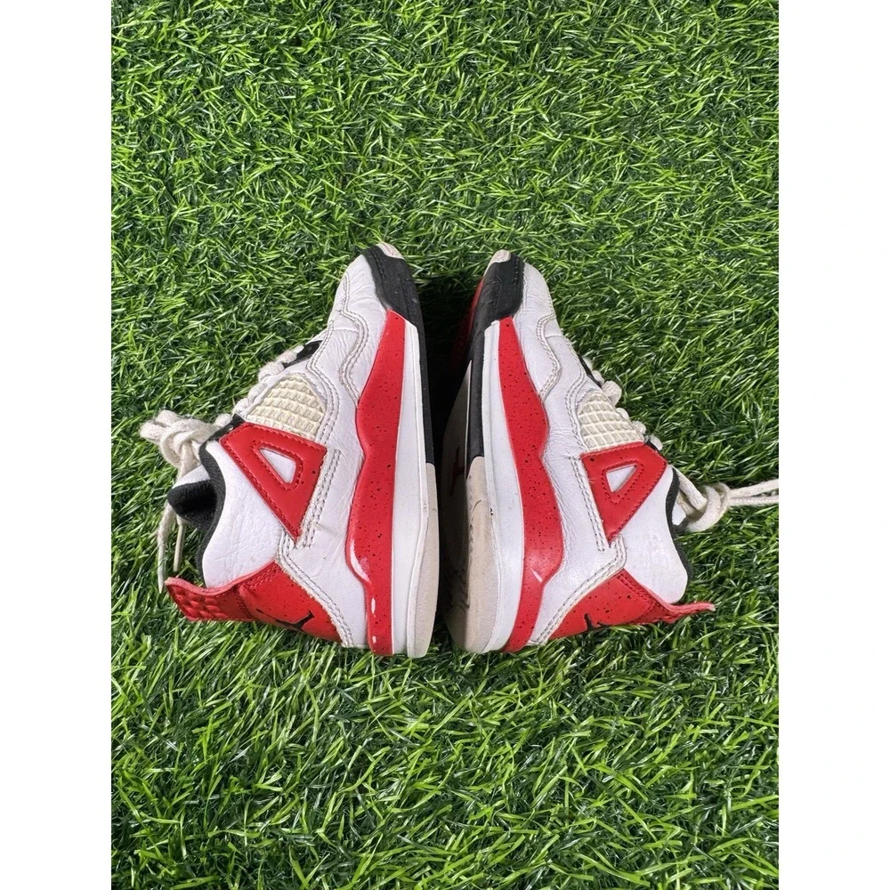 Nike Air Jordan 4 Retro Red Cement PS Basketball Shoes BQ7669-161 Kids Size 11c
